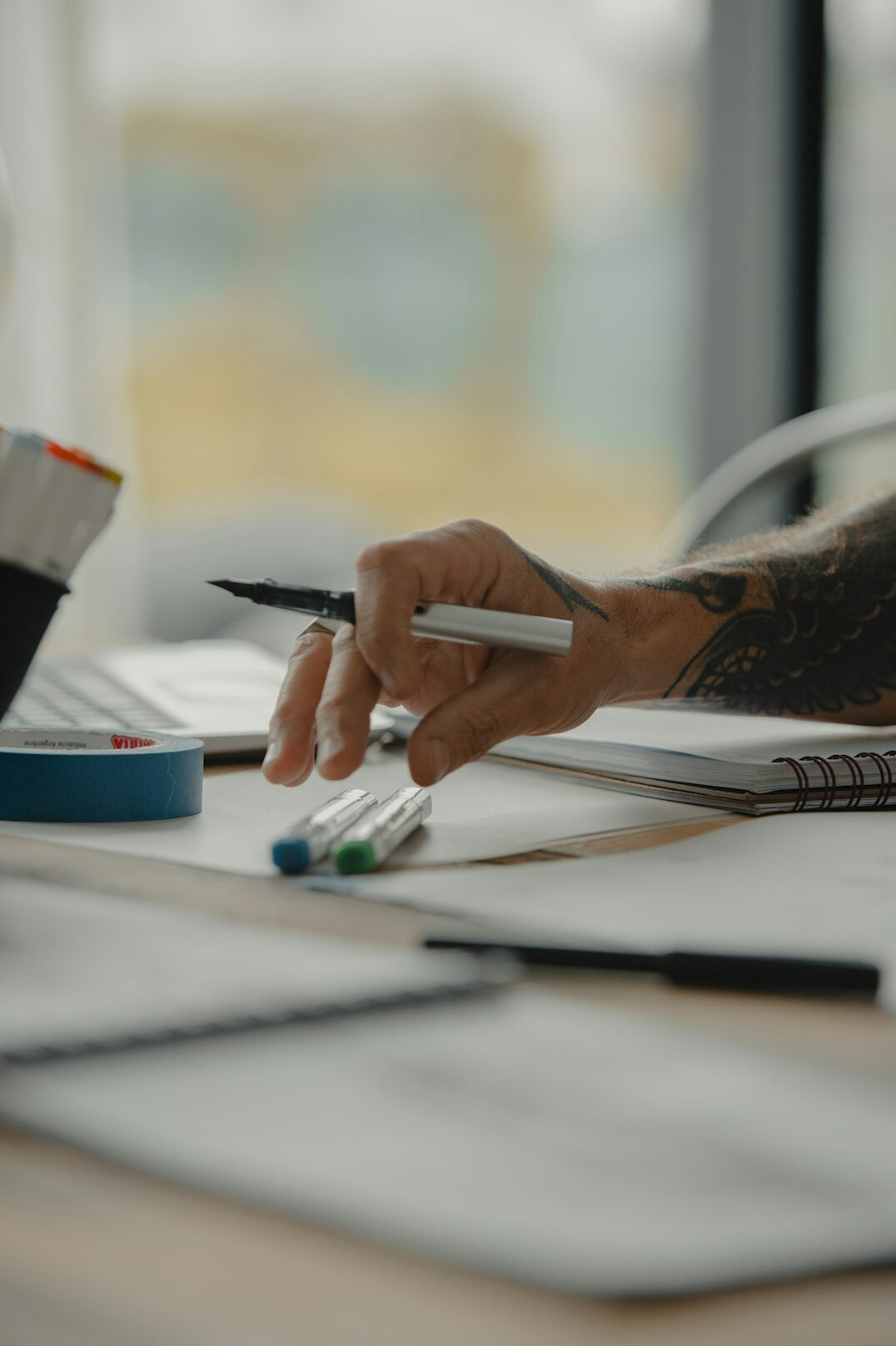 person planning day at desk