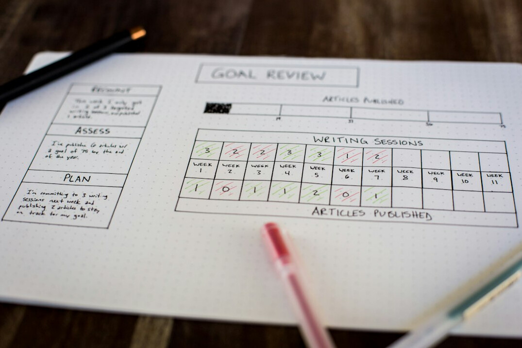person setting goals on paper