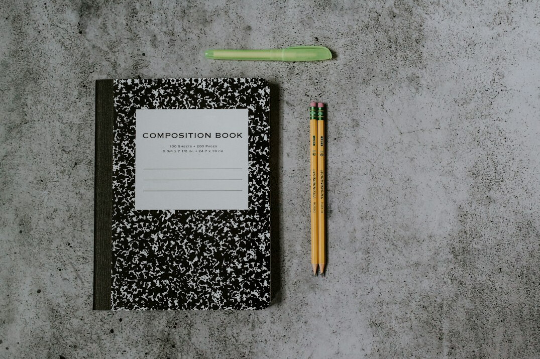 notebook with productivity notes